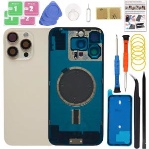 16 Pro Max Back Glass Cover Replacement Compatible with iPhone 16 Pro Max (6.9-inch Desert Titanium) with Pre-Installed Lens, Includes Toolkit, Repair Guide