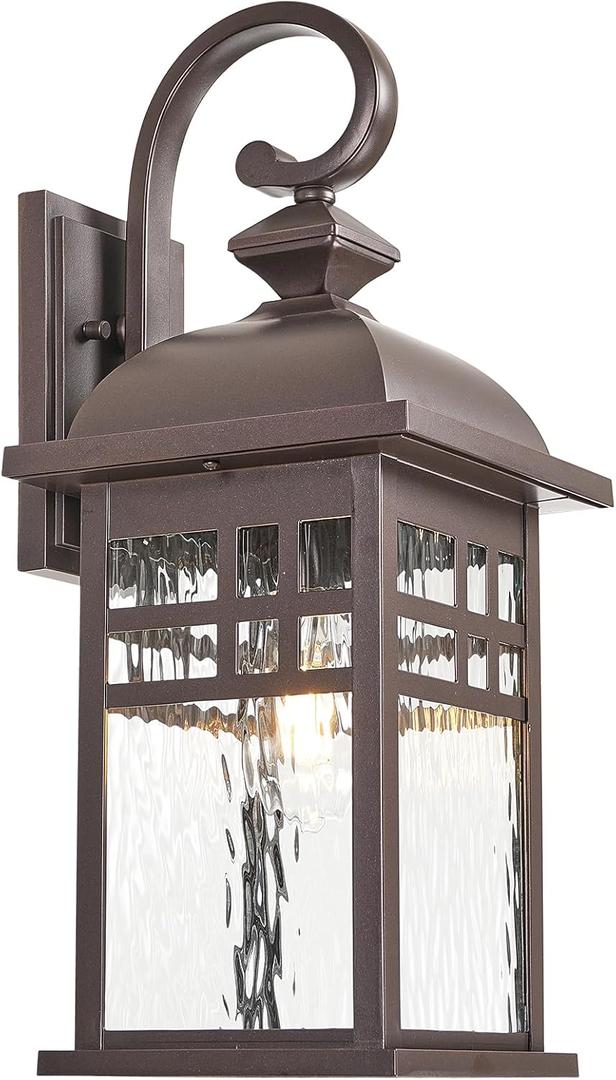 Outdoor Wall Lights Waterproof Porch Lights Outdoor with Water Ripple Glass Shade 22 Inch Height Exterior Lighting Fixtures Aluminum Material and ORB Finish E26 Socket
