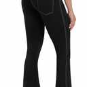 Women's Flare Yoga Leggings Tummy Control with Pockets Bootcut High Waist Pants with Contrast Stitching and Wide Leg  Size L
