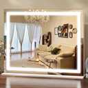 ROLOVE 23x18 Inch Lighted Vanity Mirror, 3-Color Dimmable LED & Touch Control - Large Makeup Mirror for Dressing Room (Wall/Tabletop Mount)