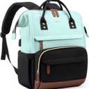 LOVEVOOK Laptop Backpack for Women, 17 Inch Work Business Backpacks Purse With Large Capacity, Waterproof Nurse Bag College Bookbag for School, Waterproof Casual Daypack for Travel (Mint Green-black)