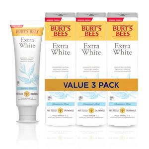 Burt's Bees Extra White Toothpaste, Fluoride Toothpaste, Natural Flavor, Mountain Mint, 4.7 oz, Pack of 3 Burt's Bees Extra White Toothpaste, Fluoride Toothpaste, Natural Flavor, Mountain Mint, 4.7 oz, Pack of 3