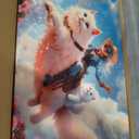 Eclectic Western Cowgirl Canvas Wall Art Whimsical Cowgirl Pink Cat Rider Wall Decor Pictures Surreal Funny Cute Cat Trendy Animal Poster Print Funky Maximalist Home Decoration 12x16in