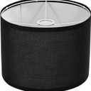Black Drum Lamp Shade, Medium Lamp Shade Replacement 11.81" Top x 11.81" Bottom x 7.87" High, Fabric Lampshade for Table Lamps, Floor Lamps, Bedroom Bedside Lamps, E26 E27 Compatible
