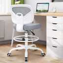 Primy Armless Tall Desk Chair, Adjustable Height and Footring, Mid-Back Ergonomic Standing Desk Chair Mesh Rolling Tall Chair for Art Room, Office or Home (Gray)