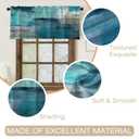 Turquoise and Grey Abstract Art Semi Sheer Window Valances - Rod Pocket, Short, Light Filtering Decor for Kitchen, Living Room, Bedroom - 42"x18"