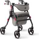 Medline Premium Empower Rollator Walker with Memory Foam Seat, Gray & Black, 300 lb. Weight Capacity, 8 Wheels, Microban* Technology, Cupholder, Rolling Walker for Mobility Impairment