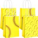 2 x 16 Pcs Softball Party Treat Bags,Softball Gift Bags,Softball Goodie Favor Treat Bags,Softball Treat Candy Bags with Handle,Softball Present Bags for Sport Softball Birthday Party Decorations Supplies