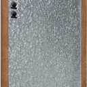 Kate and Laurel Cates Modern Farmhouse Barn Door Wood Framed Galvanized Metal Magnetic Memo Board, Rustic Brown (32" x 21.5")