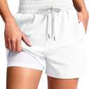 G Gradual Women's Swim Shorts 4" Quick Dry Board Shorts with Boxer Liner Deep Pockets Trunks for Water Fun, Beach, Surf, Pool (White)