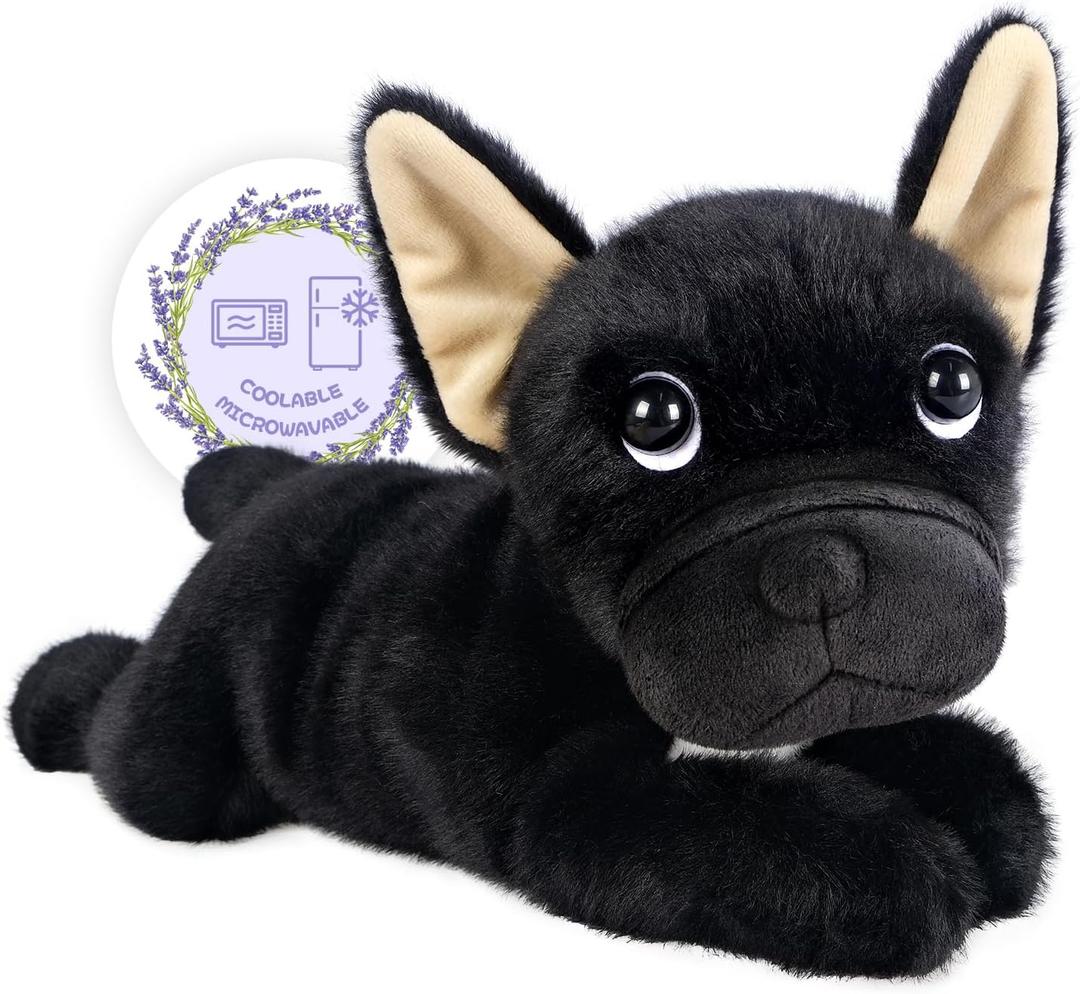 SuzziPals Heatable & Coolable Black Dog Stuffed Animals, Cute Microwavable Heating Pad Plushies for Soothing & Relaxation, Stuffed Dog Plush Toys, Dog Plush Toy Gift