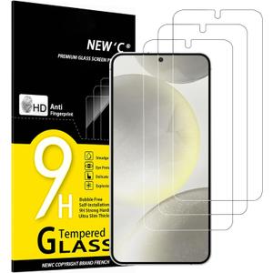 NEW'C 3 Pack Designed for Samsung Galaxy S25 Plus, Galaxy S25 Edge, Screen Protector Tempered Glass, Bubble Free, Ultra Resistant | Tempered Glass, Bubble Free, Ultra Resistant (Transparent)