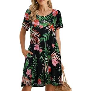 BELAROI Womens Summer Casual T Shirt Dress Loose Swing Tunic Dress Short Sleeve Sundress with Pockets 2XL