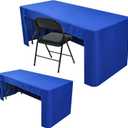 Nasitos 2 Pack Royal Blue 8ft Tablecloth Fitted-Open Back Folding Table Cover Washable and Wrinkle Resistant Rectangular Table Cloth for Trade Show, Book Fair, Career Fair, Convention, Events