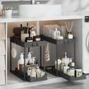Under Sink Organizer 2 Pack,Bathroom Under Cabinet Storage with Pull Out Sliding Drawers for Kitchen Organization,12.8 Inch,Black