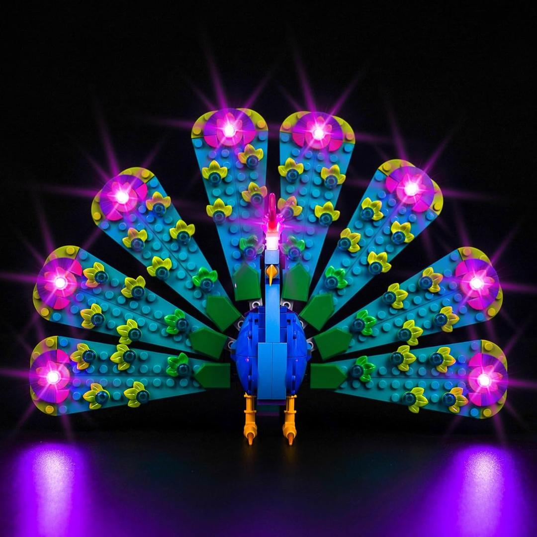 Upgraded Led Light Kit Compatible with Lego Exotic Peacock Building Set, Lights Decoration Compatible with Lego 31157 (Model Not Included)