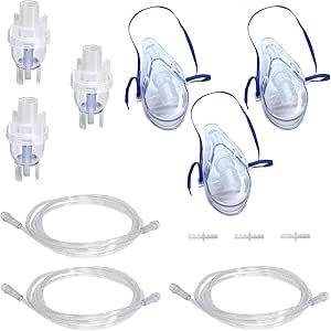 ResOne 3pk Nebulizer Replacement Accessories w/Cup, Adult Mask, 7' Tubing, Connector