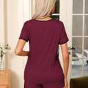 Ekouaer Pajama Set for Women 2 Piece Lounge Set Short Sleeve Tops and Shorts Soft Sleepwear, Chest Pocket (Red, XXL)