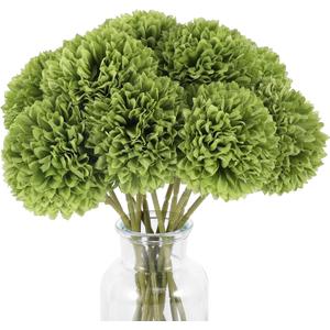 12 Pcs Artificial Chrysanthemums Flowers Green Flowers Silk Fake Mums Flowers for St Patricks Day Outdoor Wedding Table Centerpiece Home Decor (12, Green)