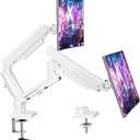 Dual Monitor Mount for 13-32 inch Screens, Gas Spring Monitor Stand for 2 Monitor, Full Adjustable Monitors Desk Mount with C-ClampGrommet Base, Each Arm Holds Max 22 lbs, Freelift Pro White