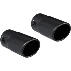 Pack of 2 Black Exhaust tip - Fit 1.5 to 2 Inch Exhaust Tail Pipe Diameter- Black Coated Stainless Steel - Car Muffler Tips
