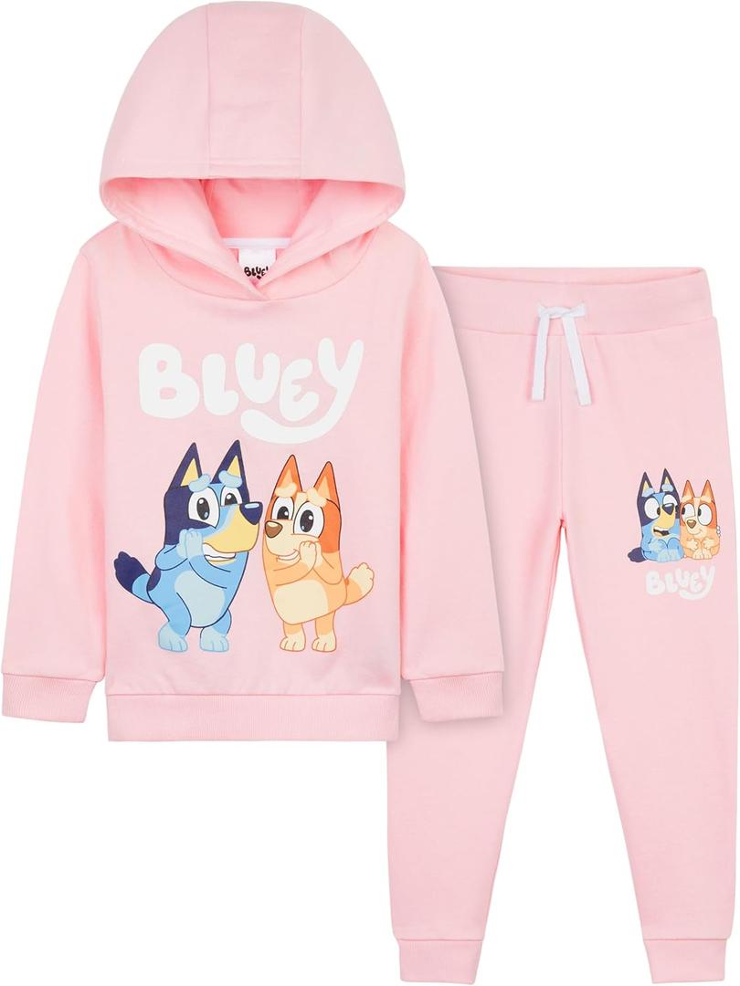 Bluey Girls' Pant Sets, Hoodie and Sweatpants, Cotton Kids Tracksuit - Kids Gift (2-3T, Pink)