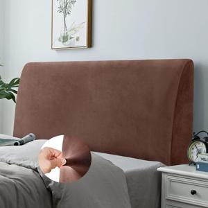 Headboard Slipcover for Queen Bed, Stretch Velvety Bed Headboard Cover, Dustproof Protector Cover for Upholstered Headboard, Velvet Fabric (Brown)
