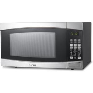 COMMERCIAL CHEF 1.4 Cubic Foot Microwave with 10 Power Levels, Small Microwave with Push Button, 1100 Watt Microwave with Digital Control Panels, Countertop Microwave with Timer, Stainless Steel