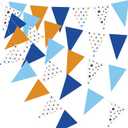 45ft Back to School Decor Orange Blue Pennant Banner Dog Paw Triangle Flag Garland Birthday Party Decorations Dog Theme Paper Banner for Birthday Party Classroom Decor