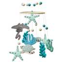 Glaciart One Ocean Nursery Mobile - Colorful Decor for Crib, Baby Rooms - Handmade, Child-Safe Wood, Felt Wool & Cotton - Ocean Themed Decoration for Girls & Boys - 10x30Inch, 60Inch Hanging String
