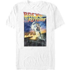 Back To The Future Classic Poster Young Men's Short Sleeve Tee Shirt (Large, White)