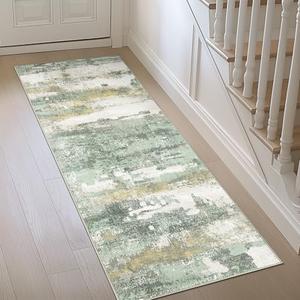 BEIMO Runner Rug for Hallway Kitchen, 2x5 Machine Washable Runners Rug for Entryway, Soft Modern Abstract Throw Rugs, Low Pile Floor Cover with Non Slip Backing, Light Green : Home & Kitchen