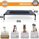 K&H Pet Products Outdoor Elevated Dog Cot, Breathable Cooling Elevated Cot Hammock Pet Bed for Medium Dogs, Washable Mesh Cover, Raised Metal Frame, Collapsible, Portable - Medium 32 X 25in Charcoal