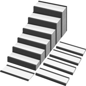 Teling 300 Pcs 1 x 3 Inch Magnetic Label Holders C Channel Shelf Labels Name Card Holders with Protective Films and Replacement Strips for Filing Cabinet, Mailbox, Whiteboard, Locker, Office