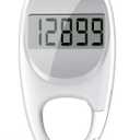 Simple Pedometer for Walking, Accurate Step Tracker with Carabiner, 3D Step Counter for Men Seniors (White)