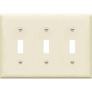 ENERLITES Triple Toggle Light Switch Wall Plate, Gloss Finish, Standard Size 3-Gang 4.50" x 6.38", Unbreakable Polycarbonate Thermoplastic, 8813-LA, Light Almond