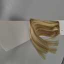 Clip in Hair Extensions Human Hair Light Blonde Mix Golden Blonde Highlights Real Human Hair Extension 12Inch 7pcs 70g Straight Silky Blonde Clip ins for Women