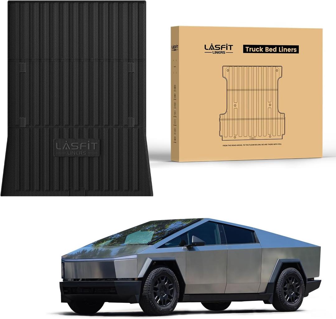 LASFIT Premium Extra Thick Truck Bed Mat for Tesla Cybertruck 2025/2024/2023 Base/Cyberbeast 6FT Car Bed Liner Cybertruck Accessories | Custom Fit TPE All Weather Pickup Rear Trunk Cargo Mat, Black