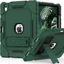 Case for iPad (A16) 11th/10th Generation 11/10.9 inch 2025/2022, Heavy Duty Military Grade Shockproof Rugged Cover with Pencil Holder/Stand for i Pad 11th / 10 th Gen(Deep Green)