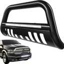 AUTOSAVER88 Bull Bar with LED Light Bar Compatible for 2004-2023 Ford F-150 F150 3" Tubing Front Grille Brush Push Bumper Guard Include Skid Plate Light Mount Black