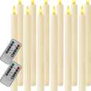 12PCS Flameless Taper Candles with 3D Flickering Flame Battery Operated Candles with 2 Remote with Button Cell Battery 10 Inch Ivory LED Candlesticks Window Candle for Christmas Home Decor