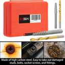 Screw Extractor Set, 37# Cr-Mo & 6542 HSS Steel Cobalt Left-Hand Drill Bit, Easy Out Broken Bolt Remover Reverse, Ez Out Stripped, Rounded-Off, Damaged Bolts, Screws&Studs Removal Tool (10-Pieces)