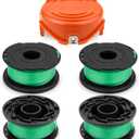 SF-080 String Trimmer Spool for Black+Decker GH3000 LST540 GH3000R LST540B Weed Eater, .080" Edger Refills Line, Auto-Feed Single Trimmer Line (4 Spool, 1 Cap)