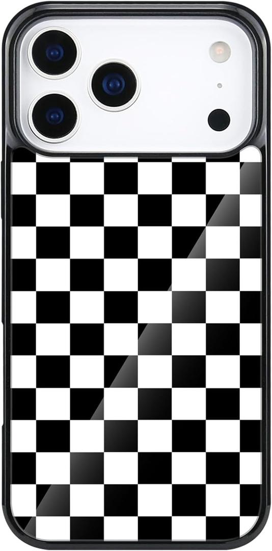 Designed for iPhone 17 Pro Max Case Checkered Pattern [Compatible with MagSafe] Military-Grade Drop Protection Non-Slip Sides Anti-Scratch Back Shockproof Magnetic Case for iPhone 17 Pro Max