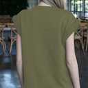 Women's Braided Detail Muscle Tee Cap Sleeve Tank Top Crew Neck T Shirts Loose Fit Basic Summer Casual Tee Tops Army Green XXL