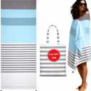 Folkulture Turkish Beach Towel 40 x 72 inch with Tote Bag | 100% Cotton, Machine Washable, Quick Dry, Sand Free Beach Towels Oversized for Beach Essentials for Family| Cute Pool Towel Toallas De Playa