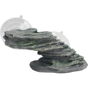 Tortoise Climbing Platform, Reptile Basking Dock Resin Slope for Lizards Turtles with Suction Cup Lifelike Aquarium Rock Ornament