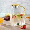 Glass Pitcher, Mituer 60oz Glass Water Pitchers with Handle and Lid, Tea Pitcher for Fridge, Iced Tea, Coffee Milk, Juice