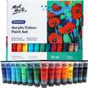 Mont Marte Acrylic Colour Paint Set Signature 24pc x 1.21 US fl.oz (36ml), Acrylic Paint Kit Ideal for Canvas, Wood, Air Dried Clay, Cardboard and More, Great Beginner Acrylic Paint Set, Includes 24 Colors