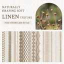 Boho Linen Shower Curtain for Bathroom, Western Striped Print and Twine-Inspired Woven Center,72" W x 72" L,Beige